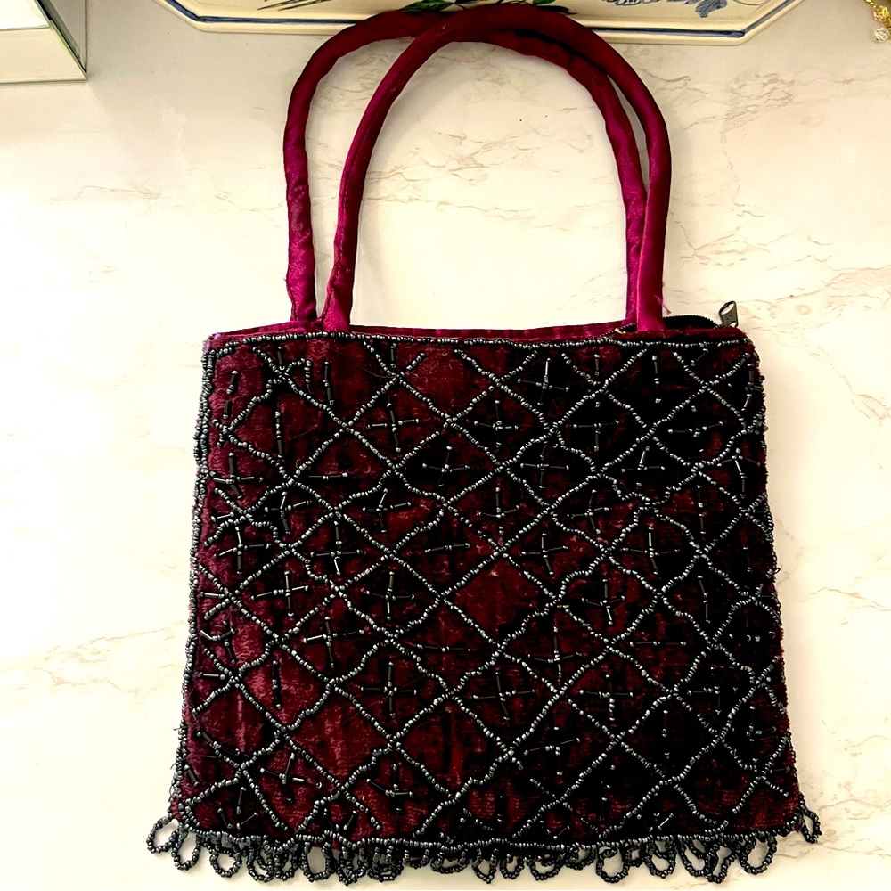 Beaded Plum Handbag
